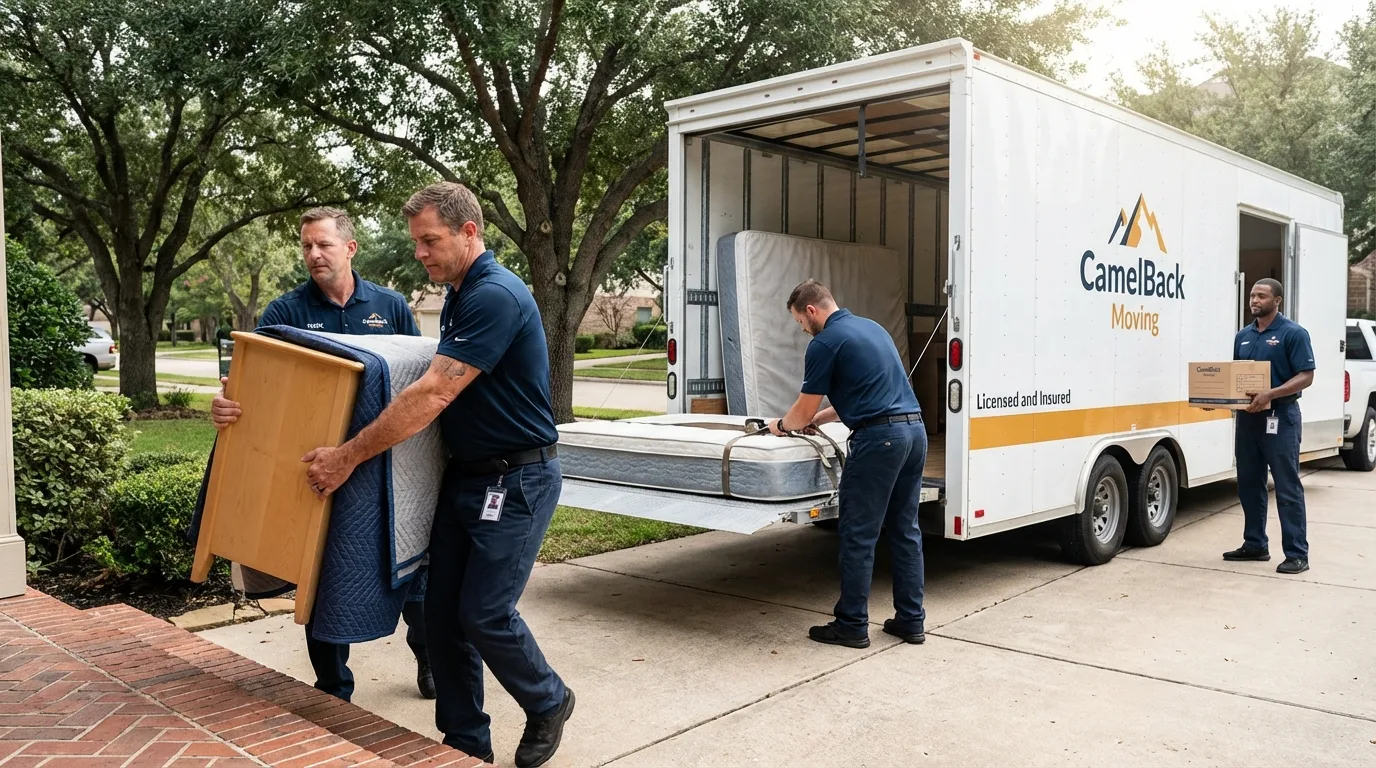 Crew loading residential truck for cross-state move from Buffalo, WY