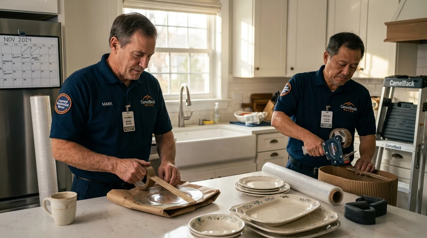 Professional crew packing kitchen dishware in Buffalo, WY